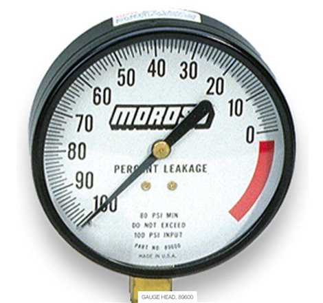 Moroso Cylinder Leakage Testing Gauge Head (Use w/Part No 89600/89601)