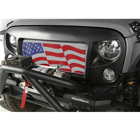 Rugged Ridge Spartan Grille Kit American Flag 07-18 Jeep Wrangler