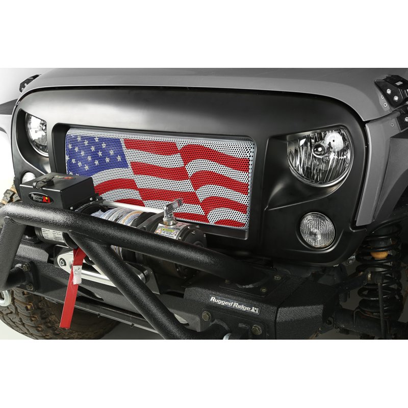 Rugged Ridge Spartan Grille Kit American Flag 07-18 Jeep Wrangler