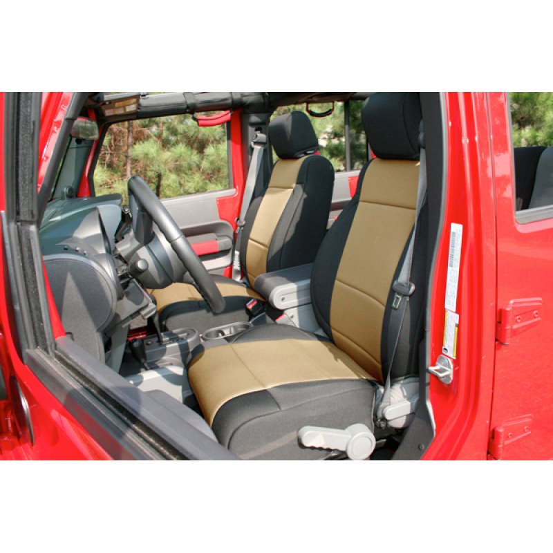 Rugged Ridge Seat Cover Kit Black/Tan 11-18 Jeep Wrangler JK 4dr