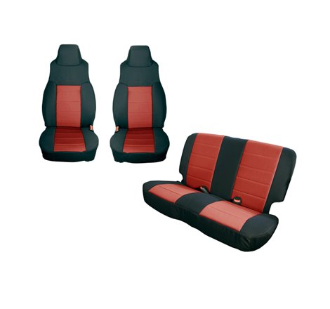 Rugged Ridge Seat Cover Kit Black/Red 91-95 Jeep Wrangler YJ