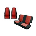 Rugged Ridge Seat Cover Kit Black/Red 80-90 Jeep CJ/YJ
