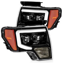 AlphaRex 09-14 Ford F-150 LUXX LED Proj Headlights Plank Style Jet Blk w/Activ Light/Seq Signal/DRL