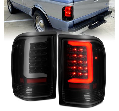 ANZO 1993-1997 Ford  Ranger LED Tail Lights w/ Light Bar Black Housing Clear Lens