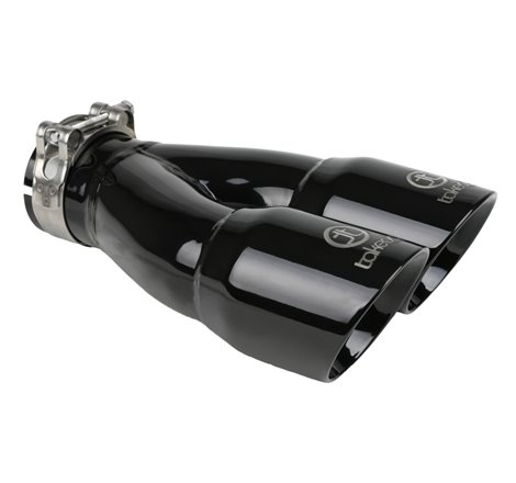aFe Takeda 2.5in 304 Stainless Steel Clamp-on Exhaust Tip 2.5in Inlet 3in Dual Outlet - Black
