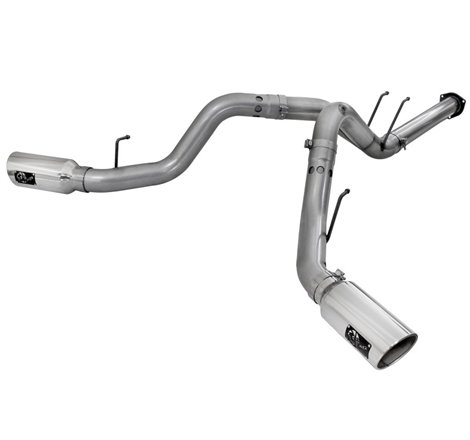 aFe Large Bore-HD 4in 409 Stainless Steel DPF-Back Exhaust w/Polished Tips 15-16 Ford Diesel Truck
