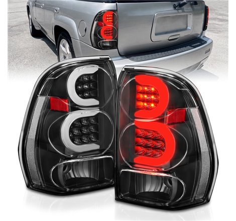 ANZO 2002-2009 Chevrolet Trailblazer LED Tail Lights w/ Light Bar Black Housing Clear Lens