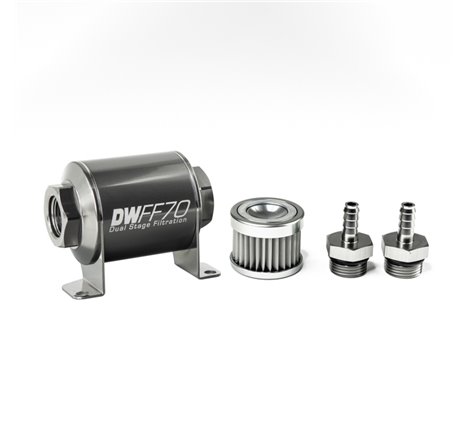 DeatschWerks Stainless Steel 5/16in 5 Micron Universal Inline Fuel Filter Housing Kit (70mm)