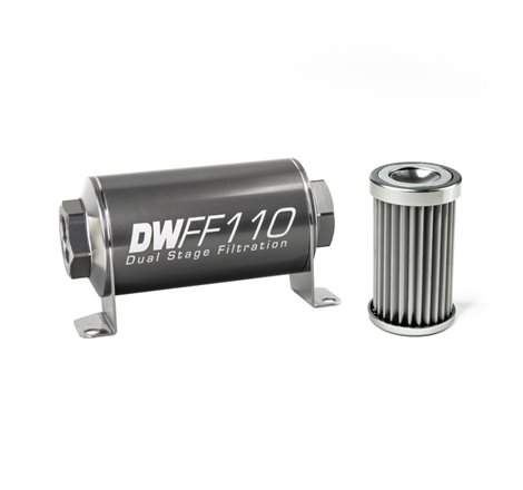 DeatschWerks Stainless Steel 5 Micron Universal Inline Fuel Filter Housing Kit (110mm)