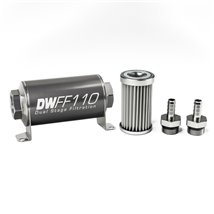 DeatschWerks Stainless Steel 3/8in 5 Micron Universal Inline Fuel Filter Housing Kit (110mm)