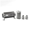 DeatschWerks Stainless Steel 8AN 10 Micron Universal Inline Fuel Filter Housing Kit (110mm)