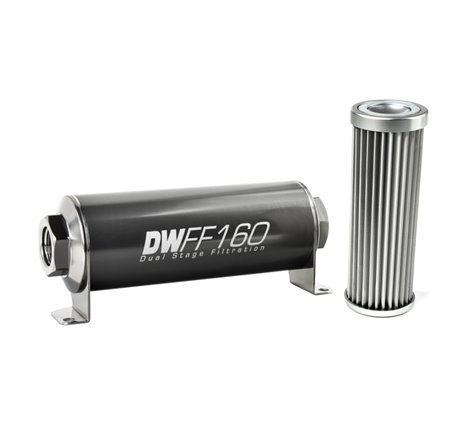 DeatschWerks Stainless Steel 5 Micron Universal Inline Fuel Filter Housing Kit (160mm)