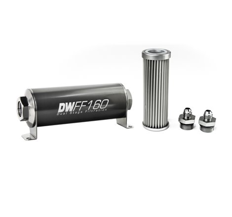 DeatschWerks Stainless Steel 6AN 5 Micron Universal Inline Fuel Filter Housing Kit (160mm)
