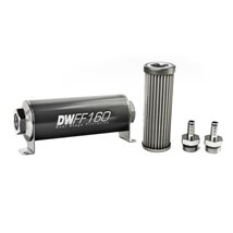 DeatschWerks Stainless Steel 3/8in 40 Micron Universal Inline Fuel Filter Housing Kit (160mm)
