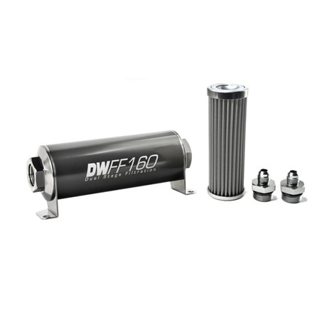 DeatschWerks Stainless Steel 6AN 100 Micron Universal Inline Fuel Filter Housing Kit (160mm)