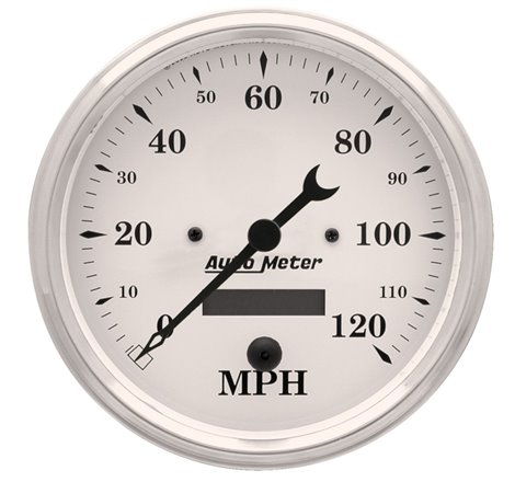 Autometer 5 inch 120mph Electric Programable w/ LCD ODO Old Tyme Speedometer - White