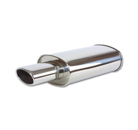 Vibrant StreetPower Oval Muffler with 4.5in x 3in Oval Tip Angle Cut Rolled Edge - 2.5in inlet I.D.
