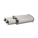 Vibrant StreetPower Oval Muffler w/ Dual 3.5in Round Tips Straight Cut Beveled Edge 2.5in inlet I.D.