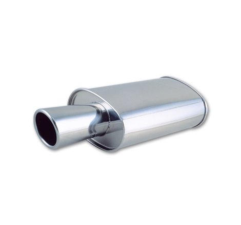 Vibrant StreetPower Oval Muffler with 4in Round Tip Angle Cut Rolled Edge - 2.5in inlet I.D.