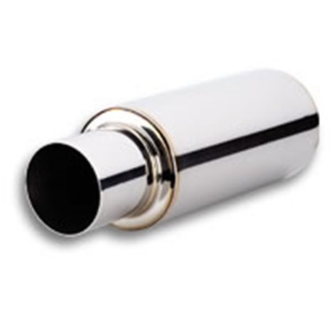 Vibrant TPV Turbo Round Muffler (23in Long) with 4in Round Tip Straight Cut - 3in inlet I.D.