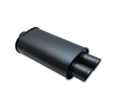 Vibrant StreetPower FLAT BLACK Oval Muffler with Dual 3in Outlet - 3in inlet I.D.