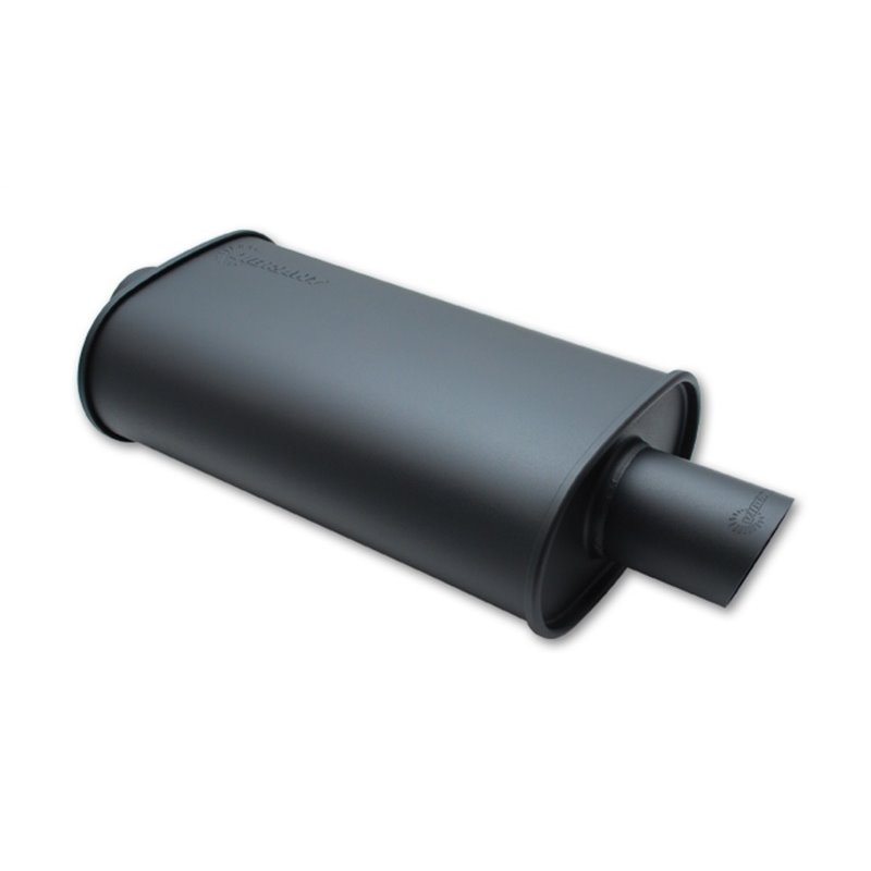 Vibrant StreetPower FLAT BLACK Oval Muffler with Single 3.5in Outlet - 3.5in inlet I.D.