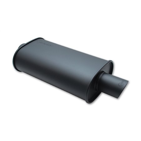 Vibrant StreetPower FLAT BLACK Oval Muffler with Single 4in Outlet - 4in inlet I.D.