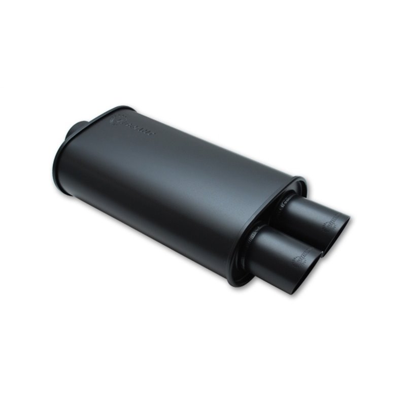 Vibrant StreetPower FLAT BLACK Oval Muffler with Dual 3in Outlet - 4in inlet I.D.