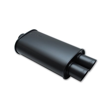 Vibrant StreetPower FLAT BLACK Oval Muffler with Dual 3in Outlet - 4in inlet I.D.