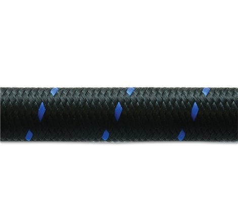 Vibrant -4 AN Two-Tone Black/Blue Nylon Braided Flex Hose (2 foot roll)