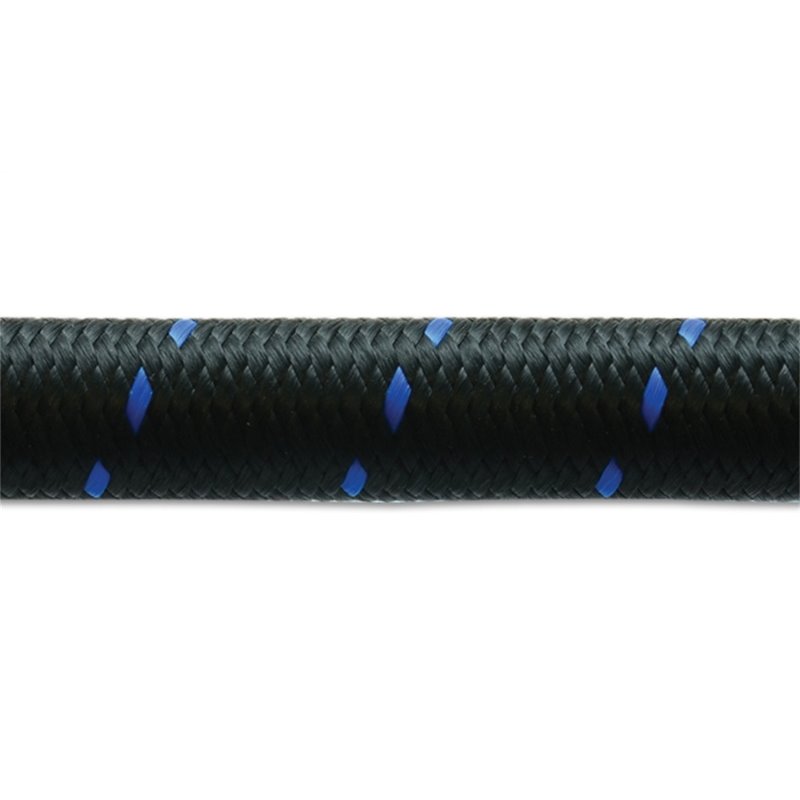 Vibrant -12 AN Two-Tone Black/Blue Nylon Braided Flex Hose (2 foot roll)