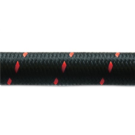Vibrant -12 AN Two-Tone Black/Red Nylon Braided Flex Hose (2 foot roll)