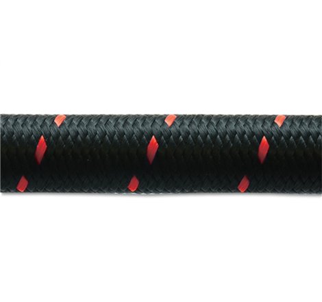 Vibrant -12 AN Two-Tone Black/Red Nylon Braided Flex Hose (20 foot roll)