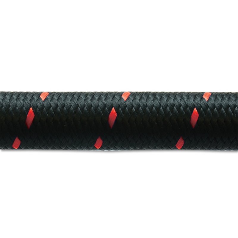 Vibrant -12 AN Two-Tone Black/Red Nylon Braided Flex Hose (20 foot roll)