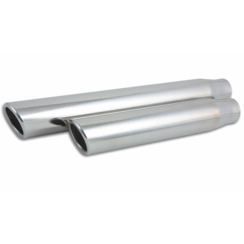 Vibrant 3.5in Round SS Truck/SUV Exh Tip (Single wall Angle Cut Rolled Edge) - 3in inlet 11in long