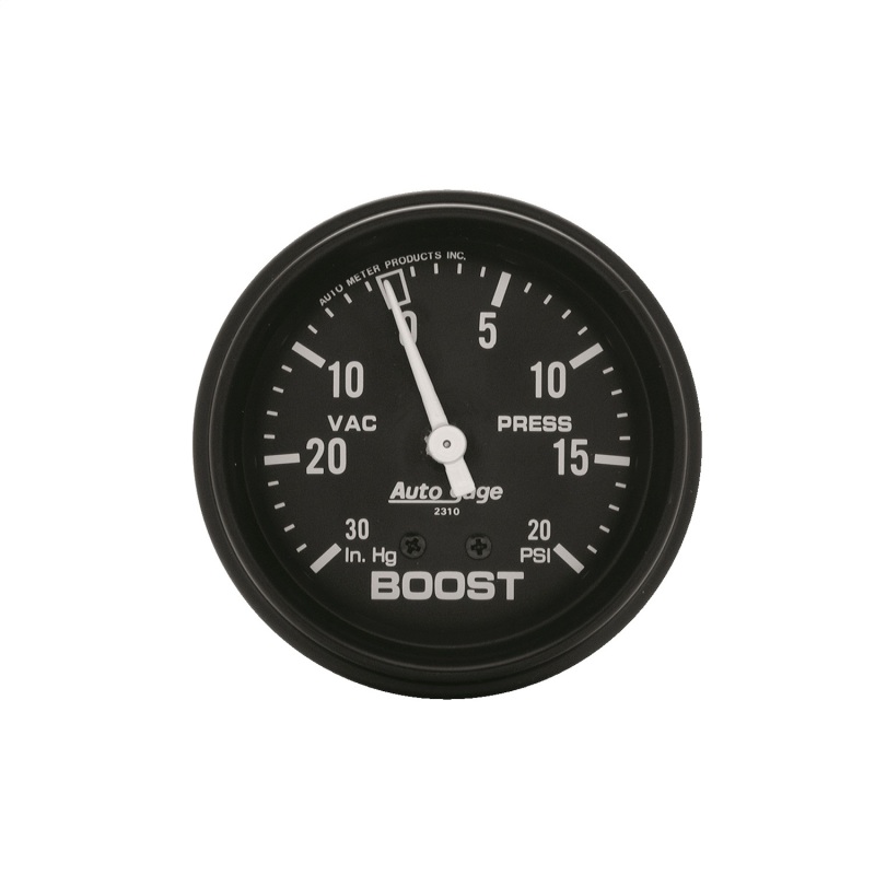 Autometer Black 2-5/8in 30 In Hg-Vac / 20 PSI Mechanical Vacuum/Boost Gauge