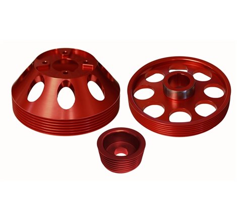 Torque Solution Lightweight WP/Crank/Alt Pulley Combo (Red): Hyundai Genesis Coupe 3.8 2010+