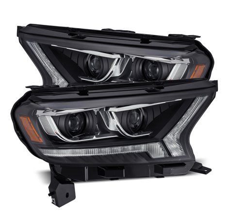 AlphaRex 19-21 Ford Ranger LUXX LED Proj Headlights Plank Style Black w/Seq Signal/DRL