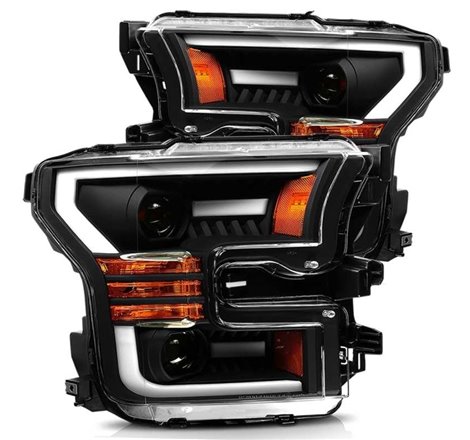 AlphaRex 15-17 Ford F-150 LUXX LED Projector Headlights Plank Style Black w/Activ Light/DRL