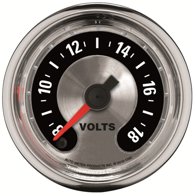 Autometer American Muscle 52mm Full Sweep Electric 8-18 Volts Voltmeter Gauge