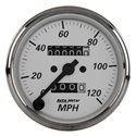 Autometer 3-1/8in Silver Bezel/White Face 120mph Mechanical In-Dash Tacho/Speedometer w/ Trip Gauge