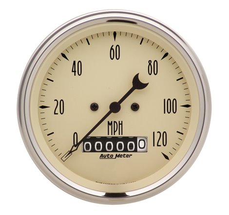 Autometer 3-3/8in 120mph Antique Beige Elec. Programmable Speedometer w/ Wheel Odometer