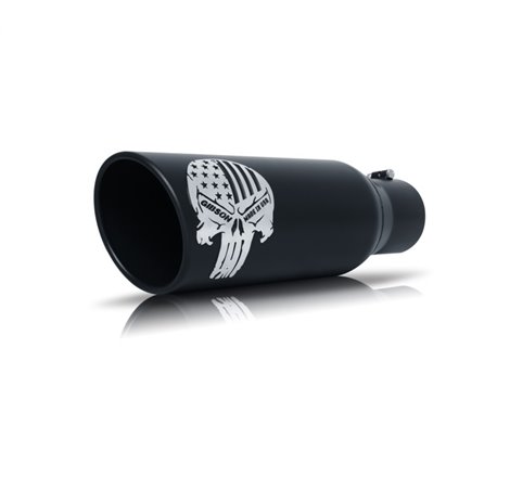 Gibson Patriot Skull Rolled Edge Angle-Cut Tip - 5in OD/3.5in Inlet/12in Length Outlet - Blk Ceramic