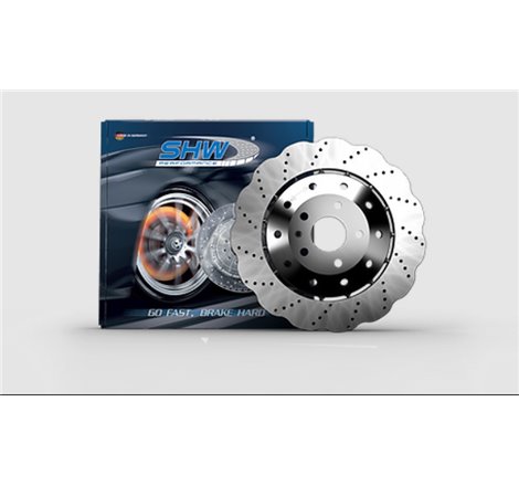 SHW 14-20 Audi R8 5.2L (Excl Ceramic Brakes) Front Drilled-Dimpled Lightweight Wavy Brake Rotor