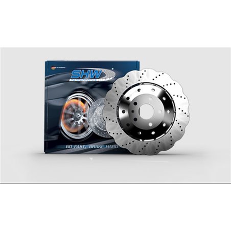 SHW 14-20 Audi R8 5.2L (Excl Ceramic Brakes) Rear Drilled-Dimpled Lightweight Wavy Brake Rotor