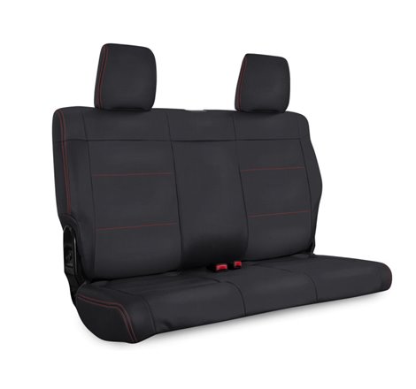 PRP 07-10 Jeep Wrangler JK Rear Seat Covers/2 door - Black with Red Stitching