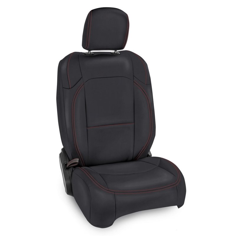 PRP 2018+ Jeep Wrangler JL/2 door/Rubicon  Front Seat Covers (Pair) - Black with Red Stitching