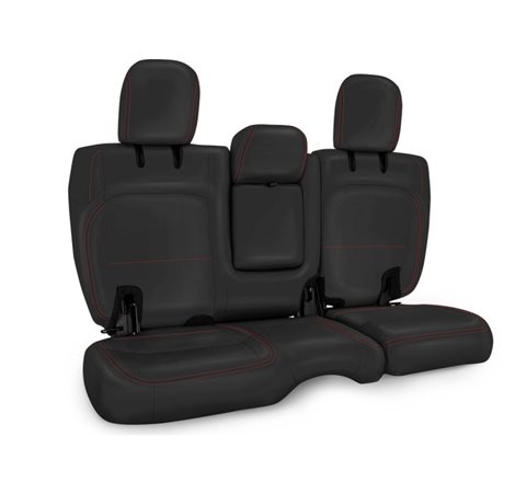PRP 2018+ Jeep Wrangler JLU/4 Door Rear Bench Cover w/ Leather Interior - Black w/ Red Stitching