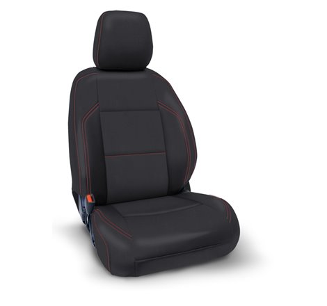 PRP 2016+ Toyota Tacoma Front Seat Covers (Pair) - Black with Red Stitching