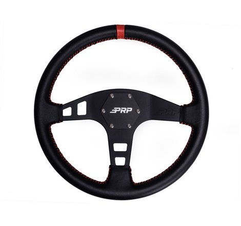 PRP Flat Leather Steering Wheel- Red